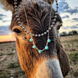 RTS - Sterling Silver Turquoise Necklace - Triangle Stacker