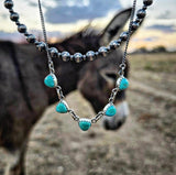 RTS - Sterling Silver Turquoise Necklace - Triangle Stacker