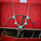 RTS - Sterling Silver Turquoise Necklace - Triangle Stacker