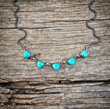 RTS - Sterling Silver Turquoise Necklace - Triangle Stacker