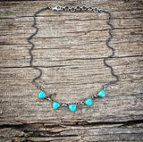 RTS - Sterling Silver Turquoise Necklace - Triangle Stacker