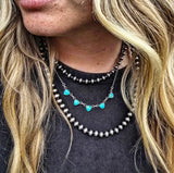 RTS - Sterling Silver Turquoise Necklace - Triangle Stacker