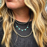 RTS - Sterling Silver Turquoise Necklace - Triangle Stacker
