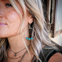 RTS - Sterling Silver Turquoise Hoops - Rounds