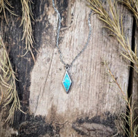 RTS - Turquoise and Sterling Silver Diamond Pendant Necklace