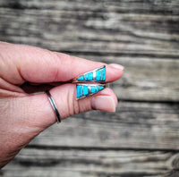 RTS - Sterling Silver Turquoise Inlay - Double Triangle