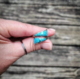 RTS - Sterling Silver Turquoise Inlay - Double Triangle