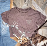 Graphic Top -  Raw Edge Boot Stitch