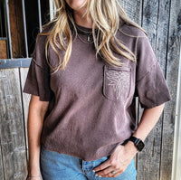Graphic Top -  Raw Edge Boot Stitch