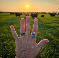 RTS - Sterling Silver Turquoise and Pearl Ring - Pearl Snap Cowgirl - Everyday Babe