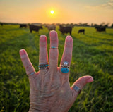 RTS - Sterling Silver Turquoise and Pearl Ring - Pearl Snap Cowgirl - Everyday Babe