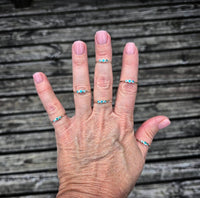 RTS - Sterling Silver Band - Dainty Turquoise Dots