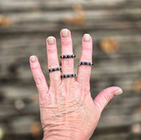 RTS - Sterling Silver Black Onyx Stacker Band Ring - Large Stone
