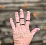 RTS - Sterling Silver Black Onyx Stacker Band Ring - Large Stone