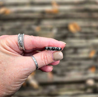 RTS - Sterling Silver Black Onyx Stacker Band Ring - Large Stone