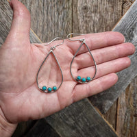RTS - Sterling Silver Turquoise Hoops - Teardrop