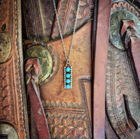 RTS - 4 Stone Drop Bar Pendant - Turquoise