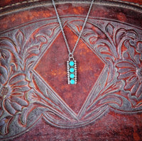 RTS - 4 Stone Drop Bar Pendant - Turquoise