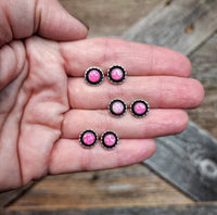 RTS - Sterling Silver Stud Earrings - The Zunis - Pink Opal