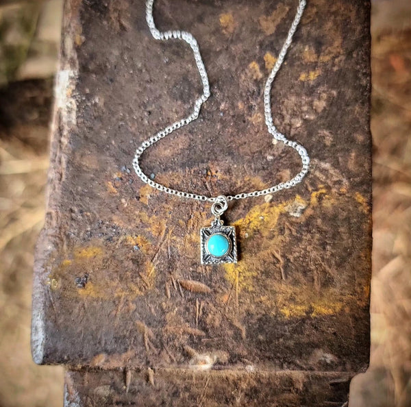 RTS - Turquoise and Sterling Silver Necklace - Dainty Details - Square –  Buffalo Wild Co
