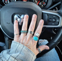RTS - Sterling Silver Turquoise and Pearl Ring - Pearl Snap Cowgirl - The Big Babe