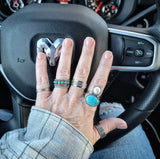 RTS - Sterling Silver Turquoise and Pearl Ring - Pearl Snap Cowgirl - The Big Babe