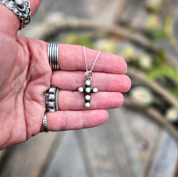 RTS - Cross Necklace - White Buffalo