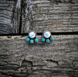 RTS - Sterling Silver White and Turquoise Stud Earrings - Style # 3 Rounds