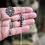 RTS - Cross Necklace - 7 Stone Pearl