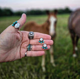 RTS - Sterling Silver White and Turquoise Stud Earrings - Style # 3 Rounds