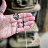 RTS - Cross Necklace - 7 Stone Pearl