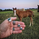 RTS - Sterling Silver White and Turquoise Stud Earrings - Style # 3 Rounds