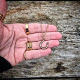 RTS - Horseshoe Pendant - Lg Pearl - 18K Gold Plated