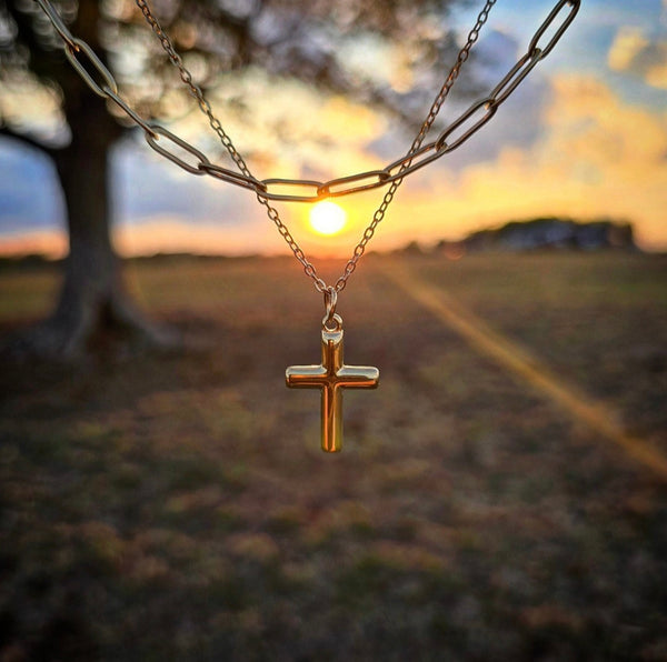 RTS - Bubble Cross Necklace - 18K Gold Plated