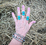 RTS - Turquoise 2 Stone Ring - Pink Opal Accents