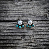 RTS - Sterling Silver White and Turquoise Stud Earrings - Style # 3 Rounds