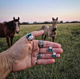 RTS - Sterling Silver White and Turquoise Stud Earrings - Style # 3 Rounds