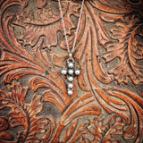RTS - Cross Necklace - 7 Stone Pearl