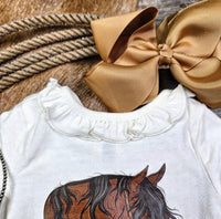 Western Baby Long Sleeve Bodysuit - Mercies Bay Horse