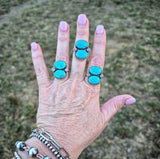 RTS - Turquoise 2 Stone Ring - Pink Opal Accents