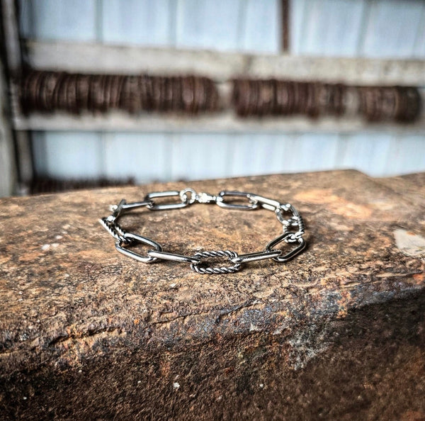 RTS - Silver Twisted and Smooth Link Paperclip Bracelet