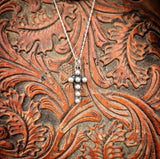 RTS - Cross Necklace - 7 Stone Pearl