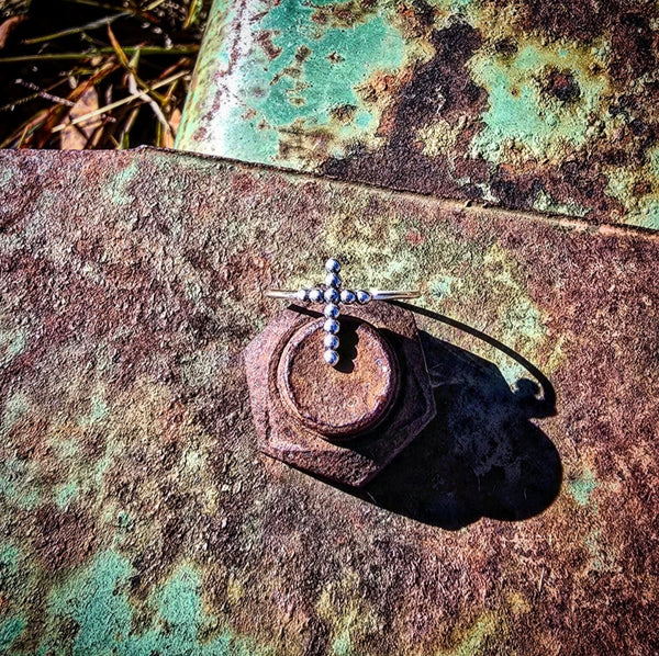 RTS - Sterling Silver Dotted Cross Ring