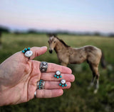 RTS - Sterling Silver White and Turquoise Stud Earrings - Style # 3 Rounds