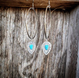 RTS - Weekender Pendant Earrings - Turquoise Hoops