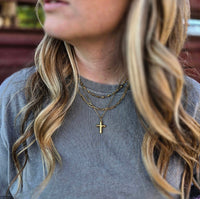 RTS - Bubble Cross Necklace - 18K Gold Plated
