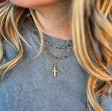 RTS - Bubble Cross Necklace - 18K Gold Plated