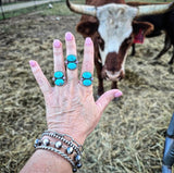 RTS - Turquoise 2 Stone Ring - Pink Opal Accents