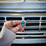 RTS - Turquoise 2 Stone Ring - White Accents