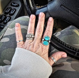 RTS - Turquoise 2 Stone Ring - White Accents